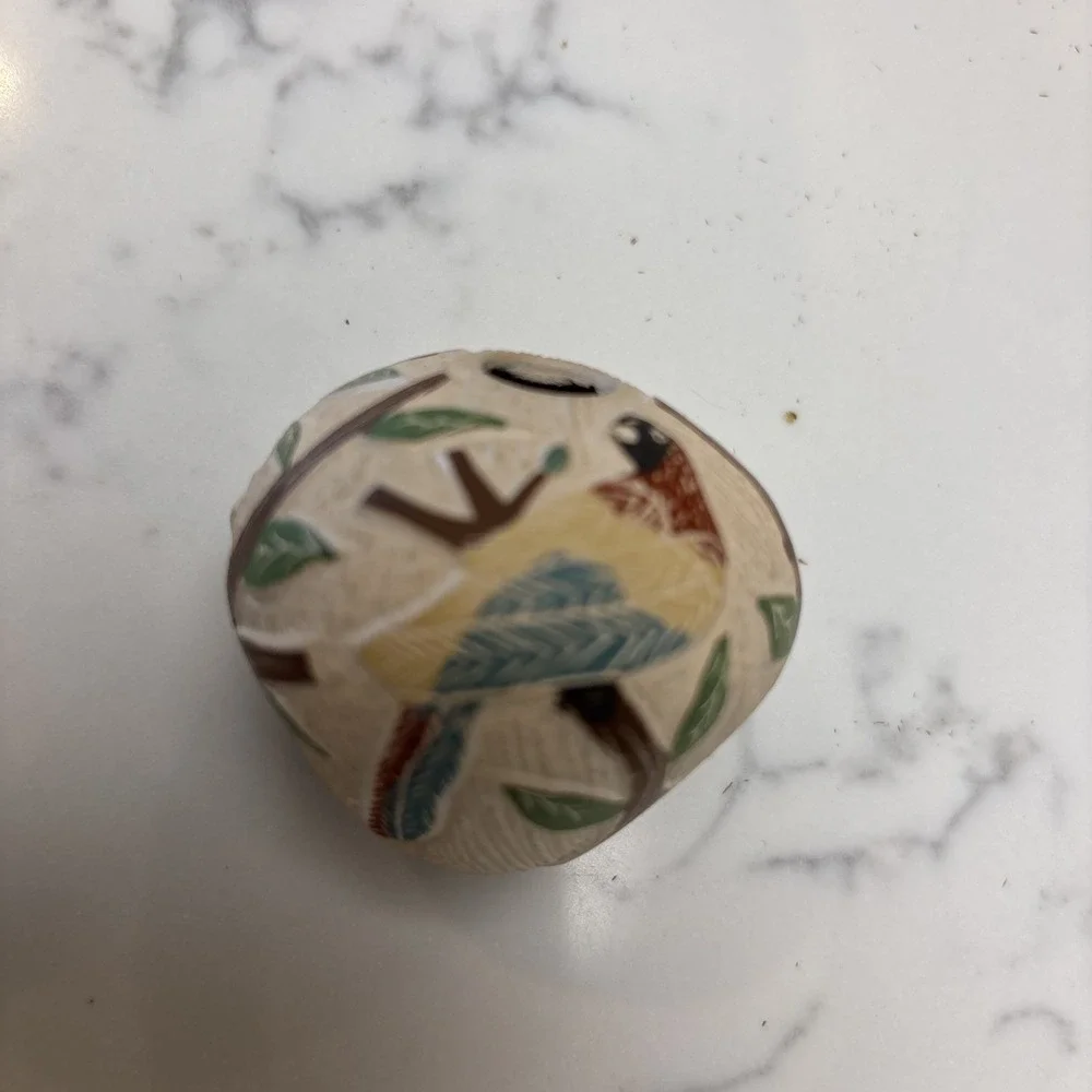 Mata Ortiz Pottery Small Vessel Bud Vase McCaw‎ Bird Trees Signed Jaime Villa 2